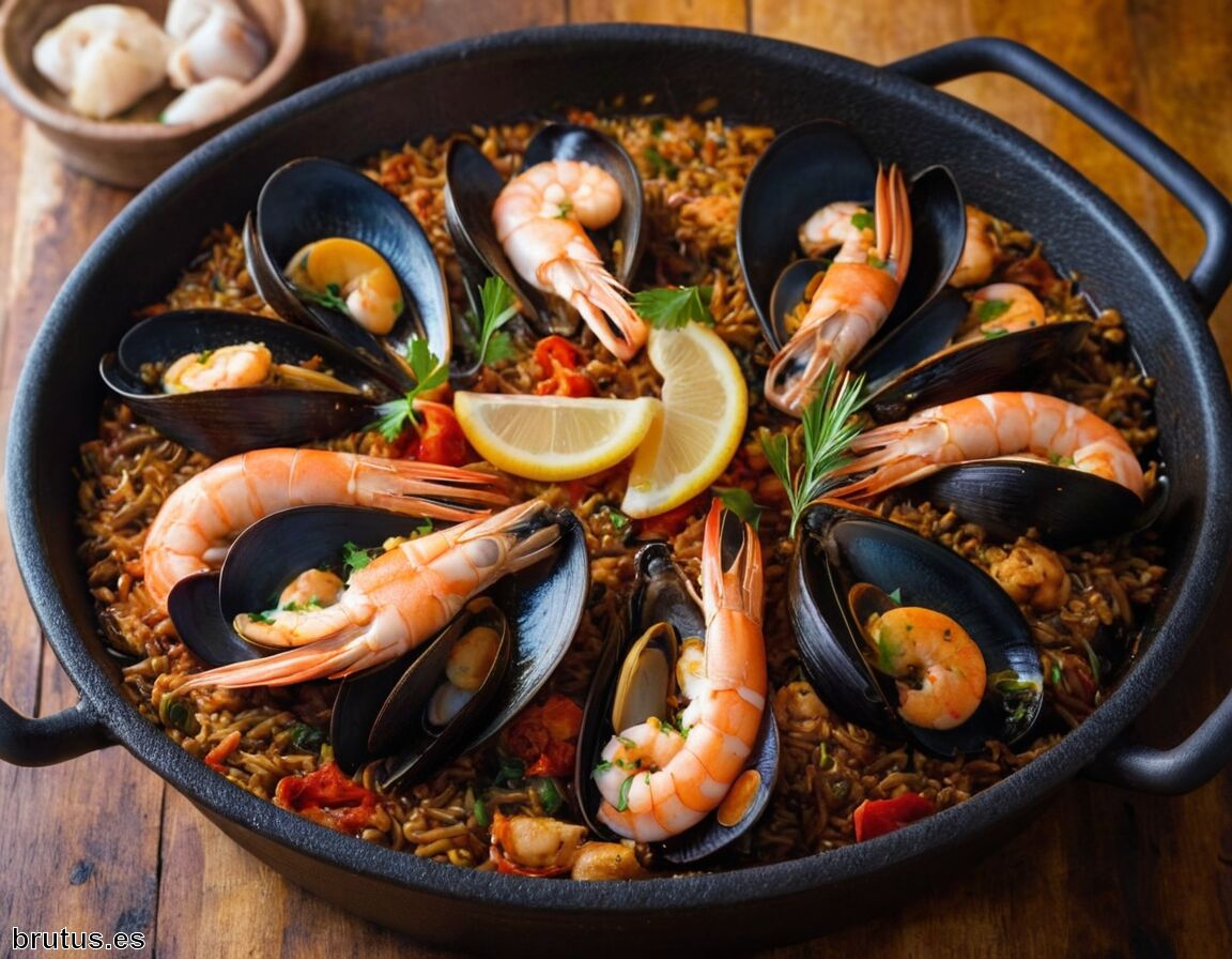 Verter el caldo caliente y cocinar   - Receta de paella negra » Sabores del Mediterráneo